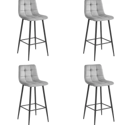Hocker Arceto - Sidabriškai Pilkas Aksomas / Juodos Kojos X 4