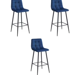 Hocker Arceto - Tamsiai Mėlynas Aksomas / Juodos Kojos X 3