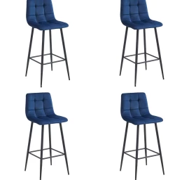 Hocker Arceto - Tamsiai Mėlynas Aksomas / Juodos Kojos X 4