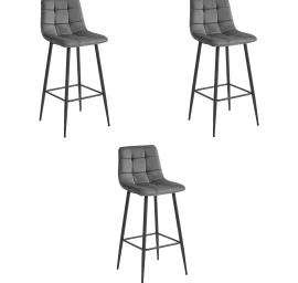 Hocker Arceto - Tamsiai Pilkas Aksomas / Juodos Kojos X 3