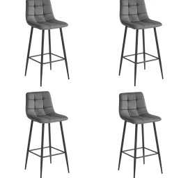 Hocker Arceto - Tamsiai Pilkas Aksomas / Juodos Kojos X 4