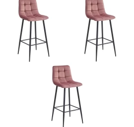 Hocker Arceto - Tamsiai Rožinis Aksomas / Juodos Kojos X 3