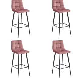 Hocker Arceto - Tamsiai Rožinis Aksomas / Juodos Kojos X 4
