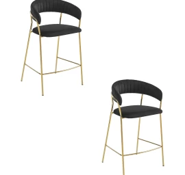 Hocker Badia - Juodas Aksomas / Auksinės Kojos X 2