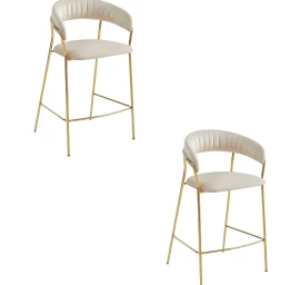 Hocker Badia - Smėlio Spalvos Aksomas / Auksinės Kojos X 2