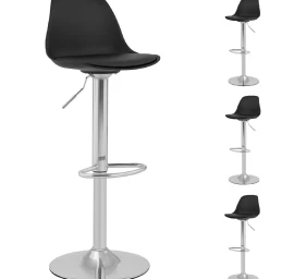 Hocker Baro Kėdė, Pasukama Kėdė, Apmušta 4 Vnt., Juoda
