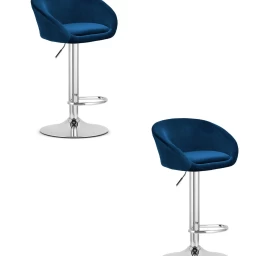 Hocker East - Tamsiai Mėlynas Aksomas / Chromuotas Pagrindas X 2