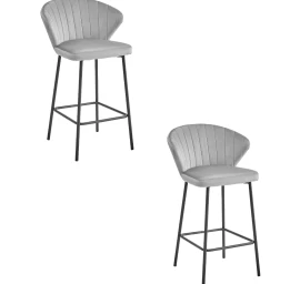 Hocker Gatta - Sidabriškai Pilkas Aksomas / Juodos Kojos X 2
