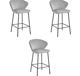 Hocker Gatta - Sidabriškai Pilkas Aksomas / Juodos Kojos X 3
