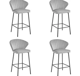 Hocker Gatta - Sidabriškai Pilkas Aksomas / Juodos Kojos X 4