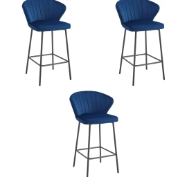 Hocker Gatta - Tamsiai Mėlynas Aksomas / Juodos Kojos X 3
