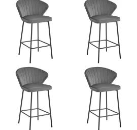 Hocker Gatta - Tamsiai Pilkas Aksomas / Juodos Kojos X 4