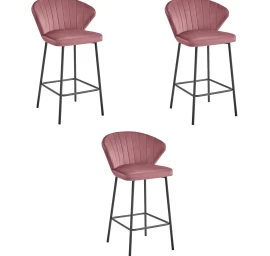 Hocker Gatta - Tamsiai Rožinis Aksomas / Juodos Kojos X 3