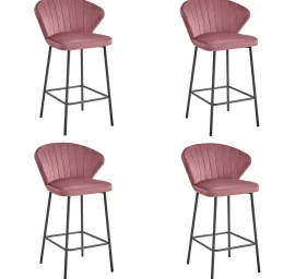 hocker Gatta - Tamsiai Rožinis Aksomas / Juodos Kojos X 4