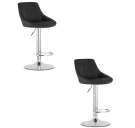 Hocker Kast - Juodas Aksomas / Chromuotas Pagrindas X 2