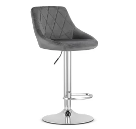 Hocker Kast - Pilkas Aksomas / Chromuotas Pagrindas