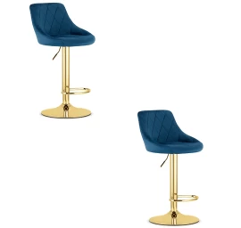 Hocker Kast - Tamsiai Mėlynas Aksomas / Auksinis Pagrindas X 2