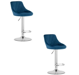 Hocker Kast - Tamsiai Mėlynas Aksomas / Chromuotas Pagrindas X 2
