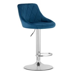 Hocker Kast - Tamsiai Mėlynas Aksomas / Chromuotas Pagrindas