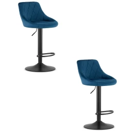 Hocker Kast - Tamsiai Mėlynas Aksomas / Juodas Pagrindas X 2