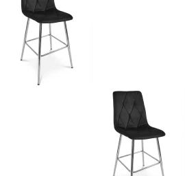 Hocker Libra - Juodas Aksomas / Chromuotos Kojos X 2