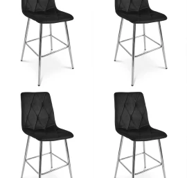 Hocker Libra - Juodas Aksomas / Chromuotos Kojos X 4