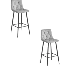 Hocker Nado - Sidabriškai Pilkas Aksomas / Juodos Kojos X 2