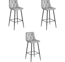 Hocker Nado - Sidabriškai Pilkas Aksomas / Juodos Kojos X 3