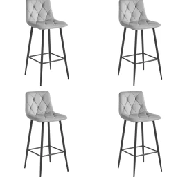 Hocker Nado - Sidabriškai Pilkas Aksomas / Juodos Kojos X 4