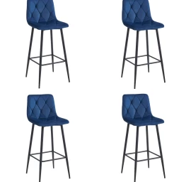 Hocker Nado - Tamsiai Mėlynas Aksomas / Juodos Kojos X 4