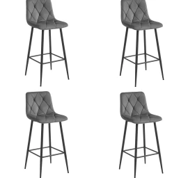 Hocker Nado - Tamsiai Pilkas Aksomas / Juodos Kojos X 4