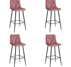 Hocker Nado - Tamsiai Rožinis Aksomas / Juodos Kojos X 4