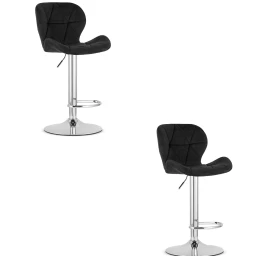 Hocker West - Juodas Aksomas / Chromuotas Pagrindas X 2