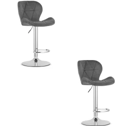 Hocker West - Pilkas Aksomas / Chromuotas Pagrindas X 2