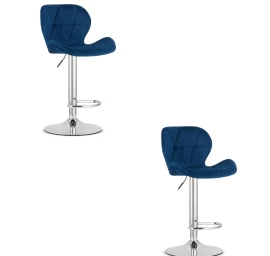 Hocker West - Tamsiai Mėlynas Aksomas / Chromuotas Pagrindas X 2