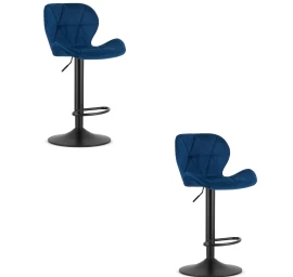 Hocker West - Tamsiai Mėlynas Aksomas / Juodas Pagrindas X 2