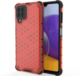 honeycomb Korpuso šarvuotas Dangtelis Su Geliniu Rėmeliu Samsung Galaxy A22 4g Raudonas