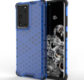 honeycomb šarvuotas Dėklas Su Geliniu Rėmeliu, Skirtas samsung Galaxy S22 Ultra Blue