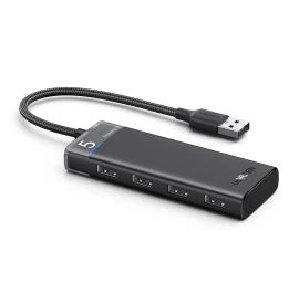 Hub Adapterio Prievadų Dalytuvas 4x Usb-a 3.0 Ir Usb-a Maitinimo Kabelis Juodas
