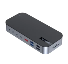 Hub Adapteris M52 Usb-c Usb-a Hdmi Vga Dp Sd Tf Rj45 Aux Pd Pilkas