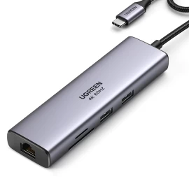 Hub Adapteris Usb-c - Usb-a / Hdmi / Rj45 / Sd Ir Tf Kortelių Skaitytuvas / Usb-c Pd 100w - Pilkas