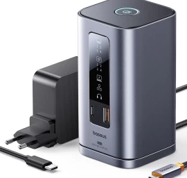 Hub'as Stotelė 11in1 Usb-c Hdmi Dp Usb-a Usb-c Rj45 Pd Mini Lizdas 3,5 Mm įkroviklis Es - Pilka