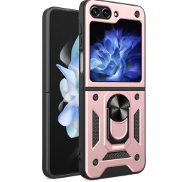 Hybrid Armor Camshield Armor Dėklas Z Flip 5g Su Kameros Dangteliu - Rožinis