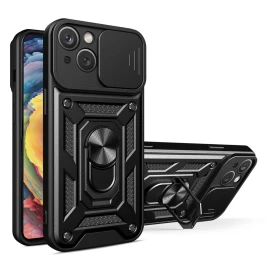 Hybrid Armor Camshield Dėklas Realme 10 Pro+ Su Kameros Dangteliu, Juodas
