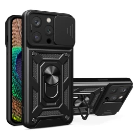 hybrid Armor Camshield Dėklas Su Stovu Ir Fotoaparato Dangteliu iphone 15 Pro Max - Juodas hybrid Armor Camshield Dėklas Su Stovu Ir Fotoaparato Dangteliu iphone 15 Pro Max - Juodas
