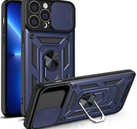 Hybrid Armor Camshield Iphone 13 Pro šarvuotas Dėklas Su Kameros Dangteliu, Mėlynas