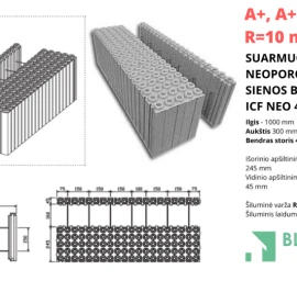 Suarmuoti neoporo sienų blokeliai ICFNEO45 namams A++