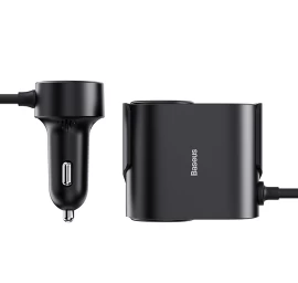 įkroviklis 2x Cigarečių žiebtuvėlio Lizdo Adapteris High Efficiency Pro Usb-a Usb-c 30w - Juodas