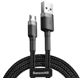 Ilgaamžis Lankstus Usb Microusb Laidas 1,5a 2m Juodai Pilkas