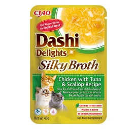 INABA CAT Dashi Delights Silky Broth Chicken with Tuna &amp; Scallop - cat treat - 40g